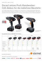 CAS-compatible hot air guns and glue guns and the matching batteries in a table