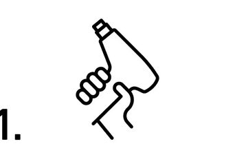 Symbol mit Hand hält Heißluftgebläse